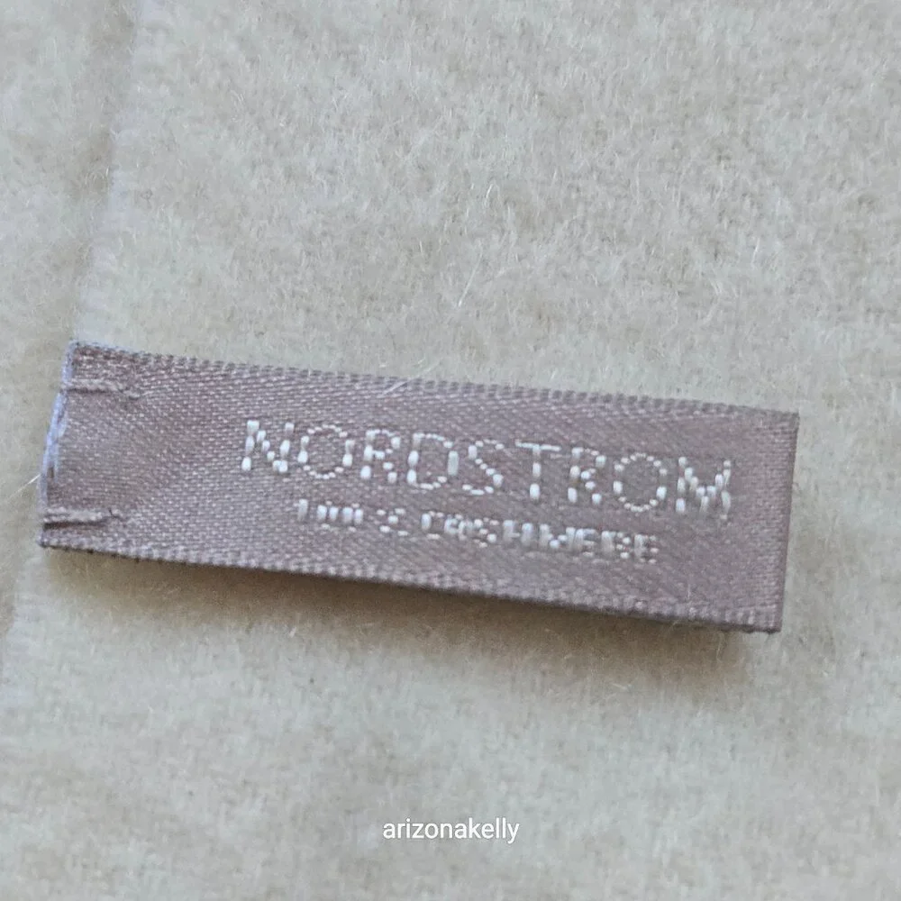 NWOT Nordstrom Cashmere Ivory Woven Fringe Scarf